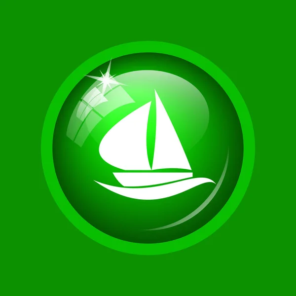 Sailboat Icon Internet Button Green Background — Stock Photo, Image