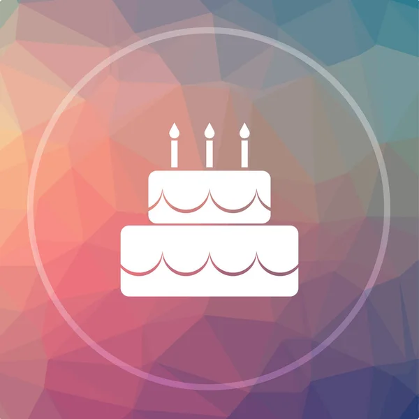 Cake icon. Cake website button on low poly background