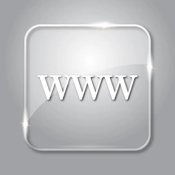 Www アイコン 灰色の背景上の透明なインター ネット ボタン — ストック写真