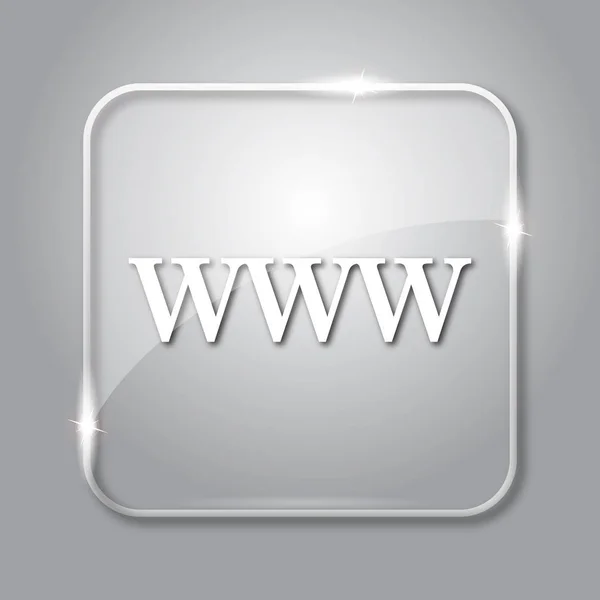 Www Symbol Transparenter Internet Knopf Auf Grauem Hintergrund — Stockfoto