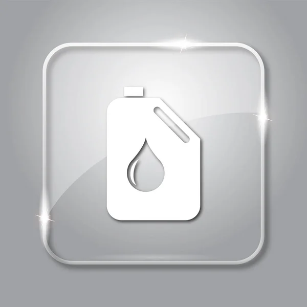 Ölkanister Transparenter Internet Knopf Auf Grauem Hintergrund — Stockfoto