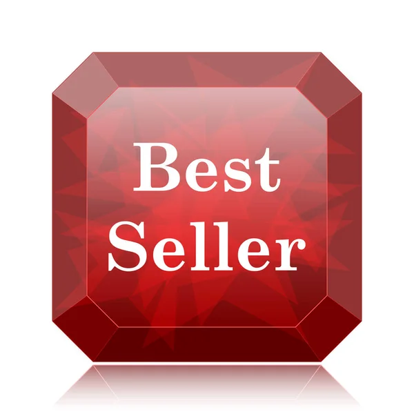 Best seller icon, red website button on white background