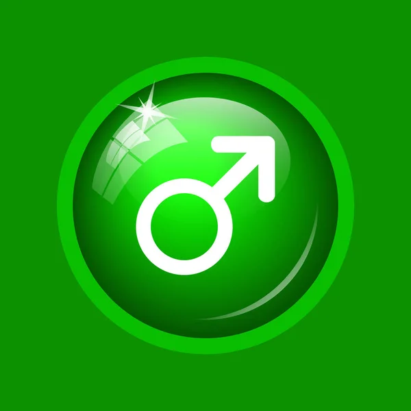 男性标志图标 绿色背景上的互联网按钮 — 图库照片