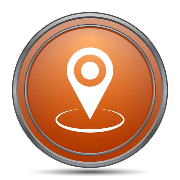 Значок Местоположения Пин Оранжевая Кнопка Интернета Белом Фоне — стоковое фото