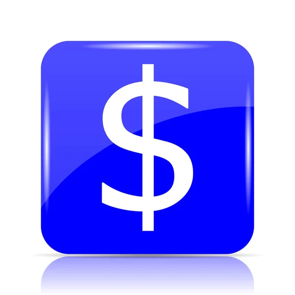 Dolar Ikona Niebieski Przycisk Witryny Białym Tle — Zdjęcie stockowe