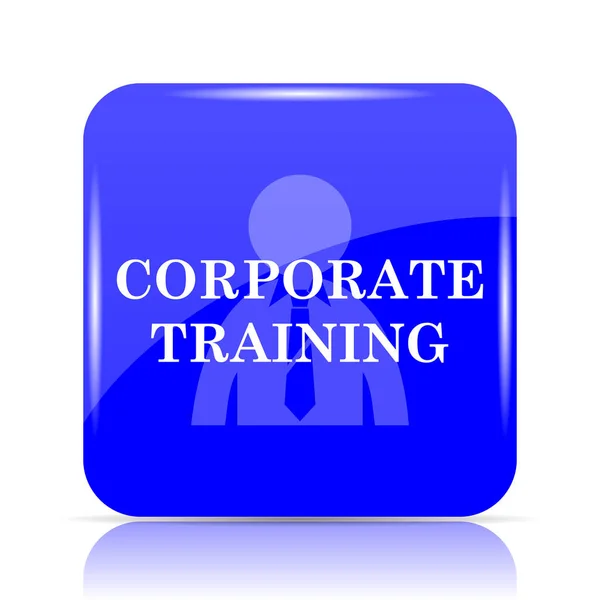 Corporate training icon, blue website button on white background