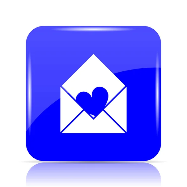 Enviar Icono Amor Botón Sitio Web Azul Sobre Fondo Blanco — Foto de Stock