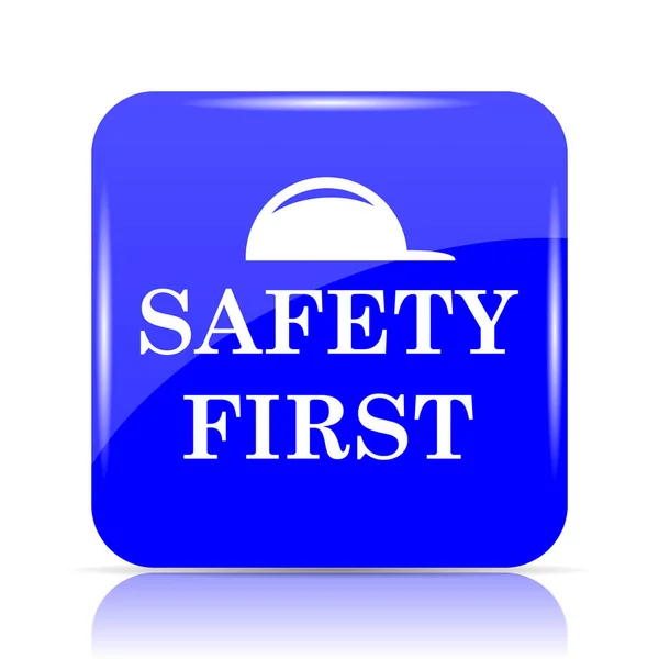 Icono Seguridad Primero Botón Azul Del Sitio Web Sobre Fondo —  Fotos de Stock