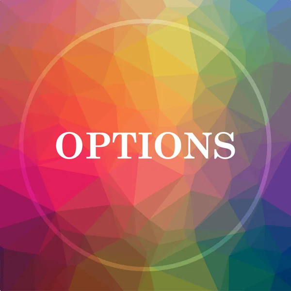 Options icon. Options website button on low poly background