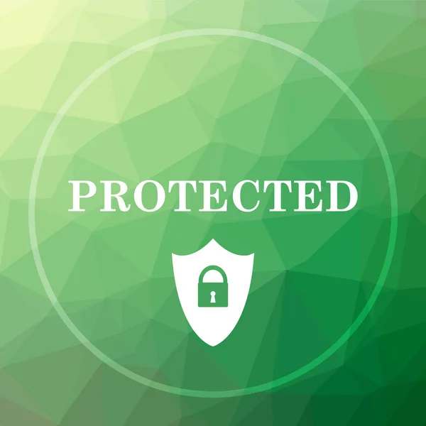 保護されたアイコン 保護されたウェブサイトのボタンを緑の低ポリの背景に — ストック写真