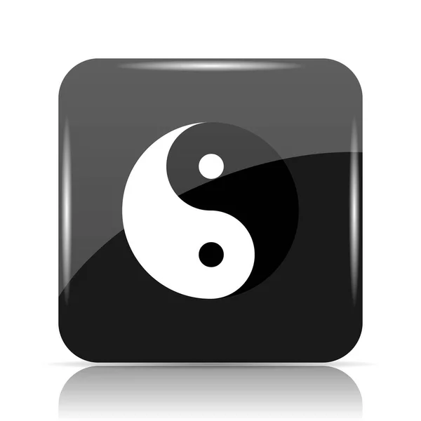 Ícone Ying Yang Botão Internet Fundo Branco — Fotografia de Stock