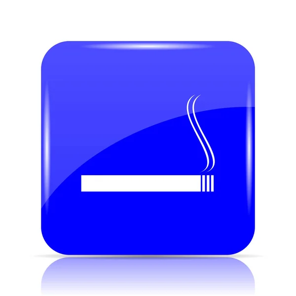 Ícone Cigarro Botão Azul Site Fundo Branco — Fotografia de Stock