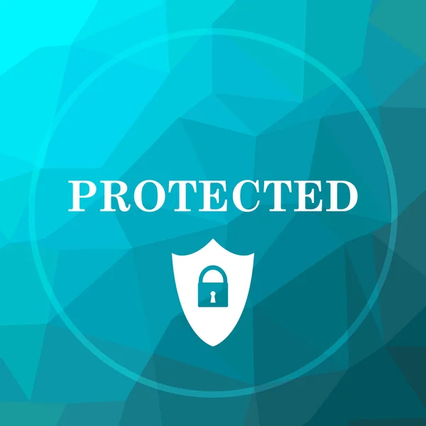 Protected Icon Protected Website Button Blue Low Poly Background — Stock Photo, Image