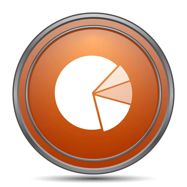 Grafiek Taart Pictogram Oranje Internet Knop Witte Achtergrond — Stockfoto