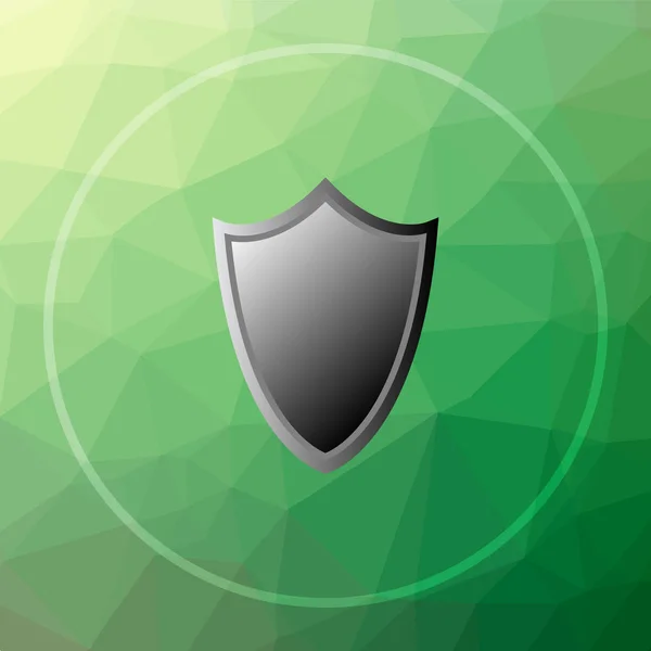 Shield Icon Shield Website Button Green Low Poly Background — Stock Photo, Image