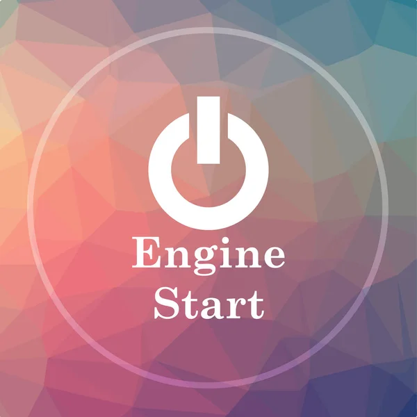 Engine start icon. Engine start website button on low poly background