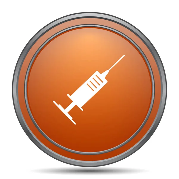Ikona Strzykawki Pomarańczowy Przycisk Internet Białym Tle — Zdjęcie stockowe