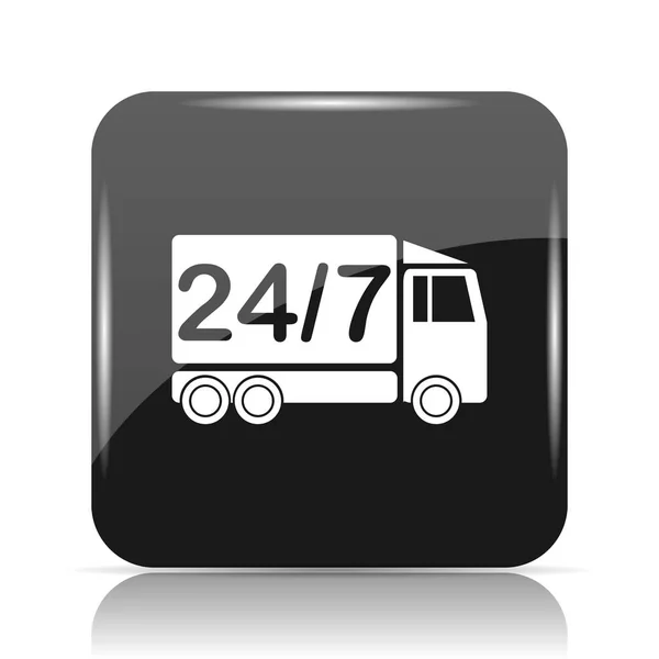 配信トラック アイコン 白い背景の上のインター ネット ボタン — ストック写真