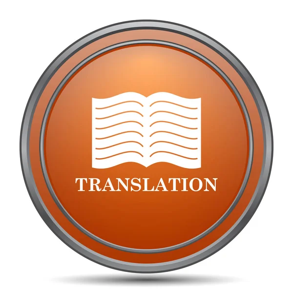 Icône Livre Traduction Bouton Internet Orange Sur Fond Blanc — Photo