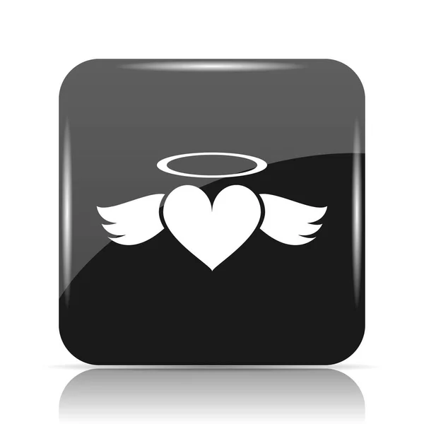 Hart Angel Pictogram Internet Knop Witte Achtergrond — Stockfoto