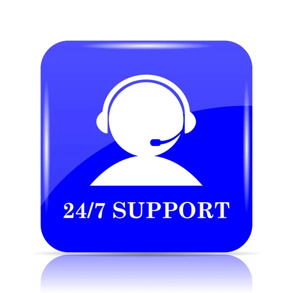 Support Icon Blue Website Button White Background — Stock Photo, Image