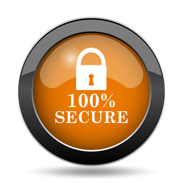 100 percent secure icon. 100 percent secure website button on white background