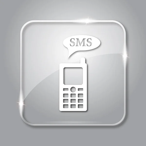Иконка Sms Прозрачная Кнопка Доступа Интернет Сером Фоне — стоковое фото