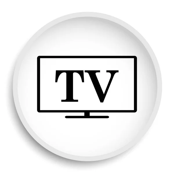 Εικονίδιο Τηλεόραση Κουμπί Τοποθεσία Web Λευκό Φόντο — Φωτογραφία Αρχείου