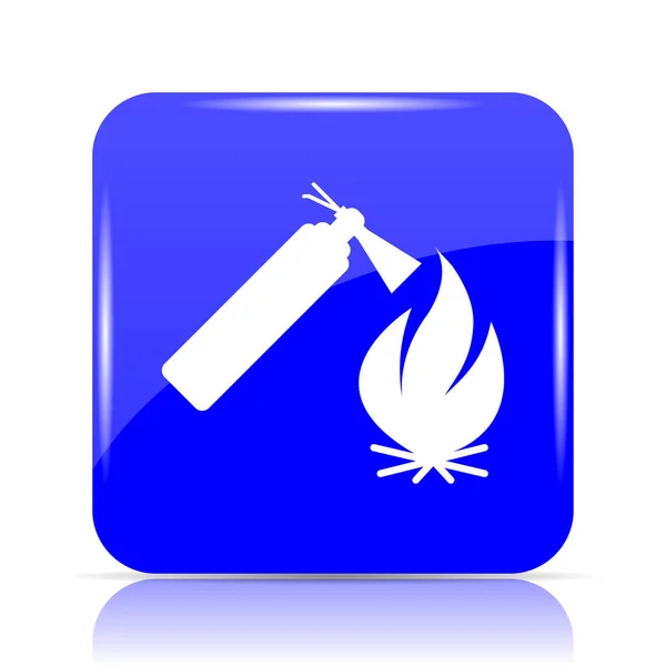 Fire Icon Blue Website Button White Background — Stock Photo, Image