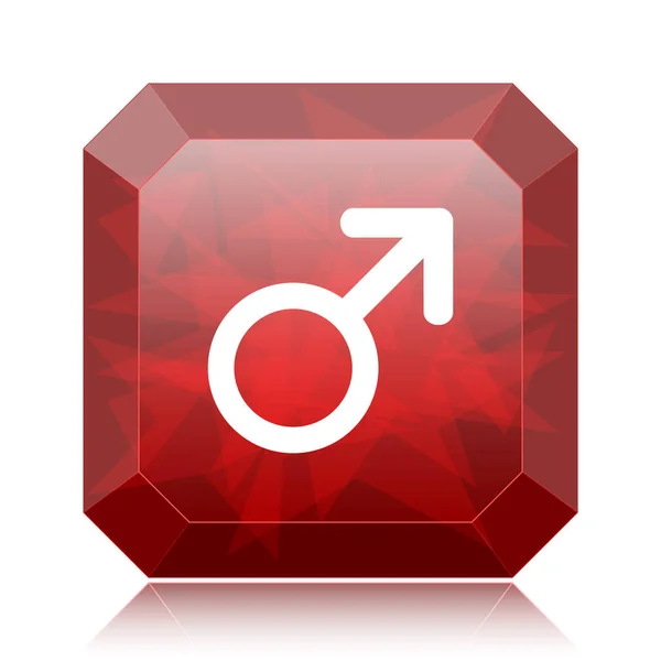 Ícone Sinal Masculino Botão Vermelho Site Fundo Branco — Fotografia de Stock
