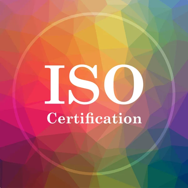 ISO certification icon. ISO certification website button on low poly background