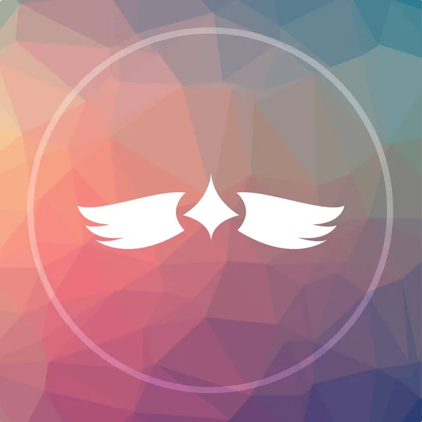 Wings icon. Wings website button on low poly background