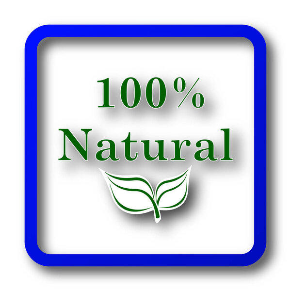 100 percent natural icon. 100 percent natural website button on white background.