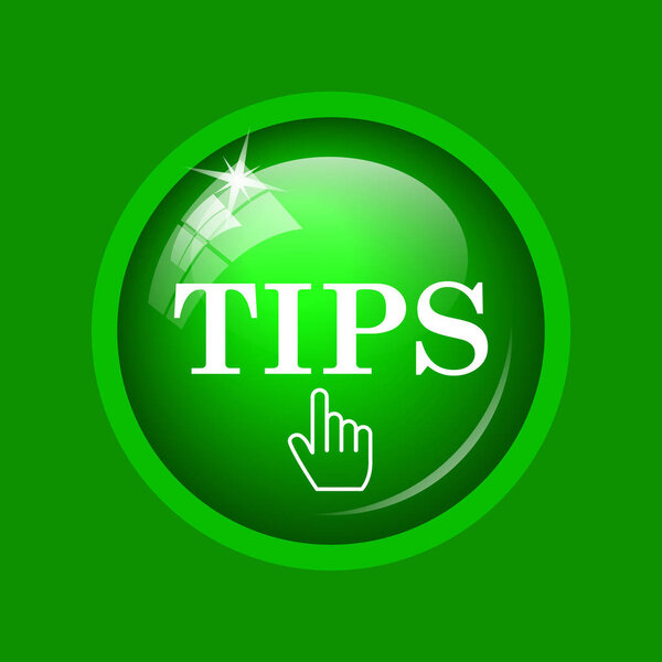 Tips icon. Internet button on green background.