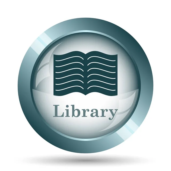 Bibliotheek Pictogram Internet Knop Witte Achtergrond — Stockfoto