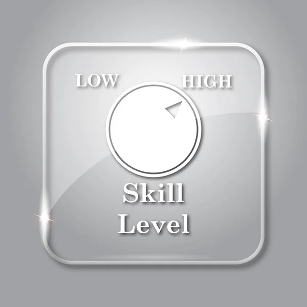 Skill level icon. Transparent internet button on grey background