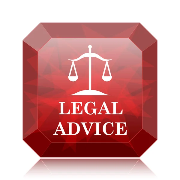 Legal advice icon, red website button on white background
