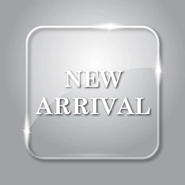 New Arrival Icon Transparent Internet Button Grey Background — Stock Photo, Image