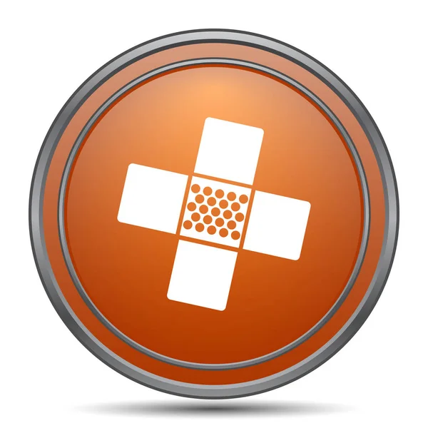 Medical patch icon. Orange internet button on white background