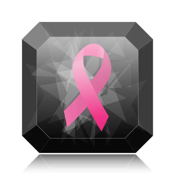 Breast Cancer Ribbon Icon Black Website Button White Background — Stock Photo, Image