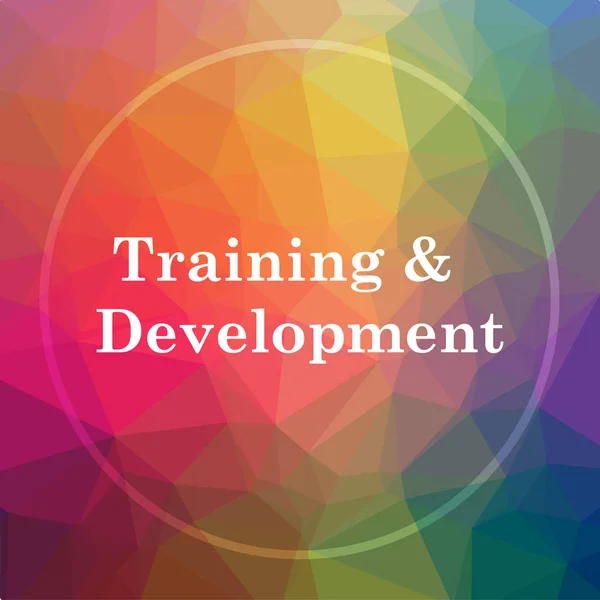 Training and development icon. Training and development website button on low poly background