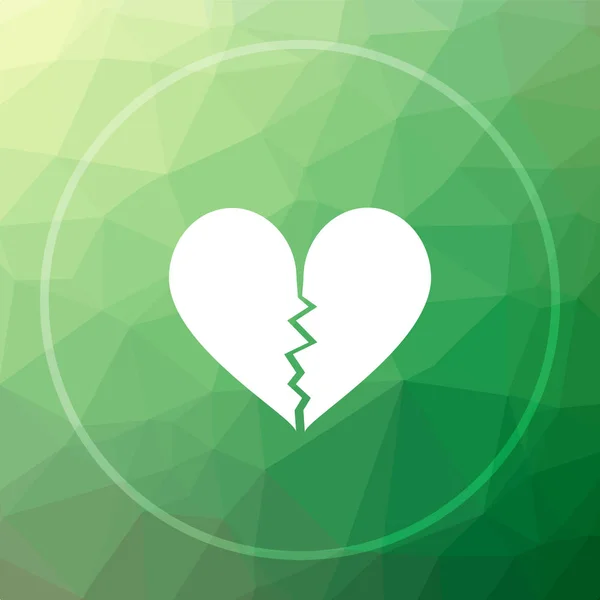 Broken Heart Icon Broken Heart Website Button Green Low Poly — Stock Photo, Image