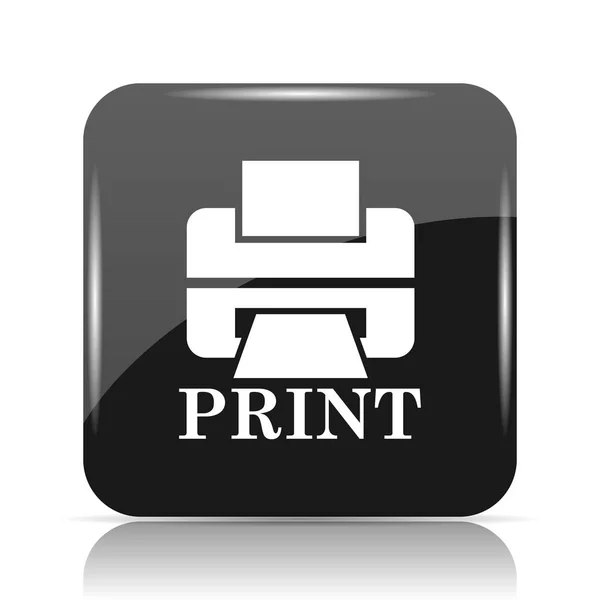 Impresora Con Icono Palabra Print Botón Internet Sobre Fondo Blanco — Foto de Stock