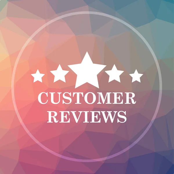 Customer reviews icon. Customer reviews website button on low poly background