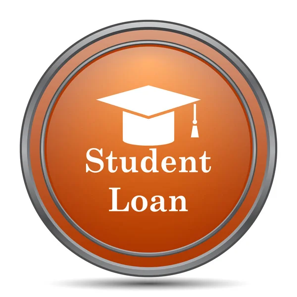 学生贷款图标 橙色互联网按钮在白色背景 — 图库照片