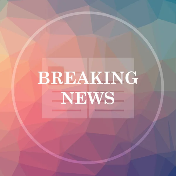 Breaking news icon. Breaking news website button on low poly background