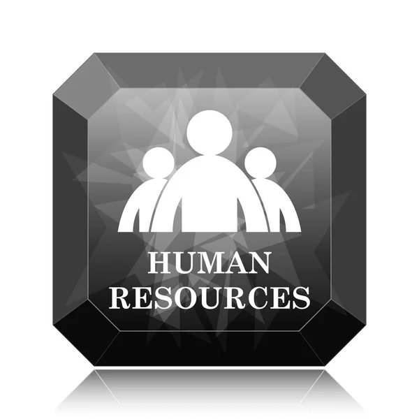 Icono Recursos Humanos Botón Del Sitio Web Negro Sobre Fondo — Foto de Stock