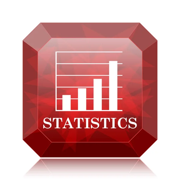 Statistik Symbol Roter Website Knopf Auf Weißem Hintergrund — Stockfoto