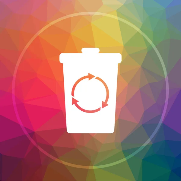 Recycle bin icon. Recycle bin website button on low poly background