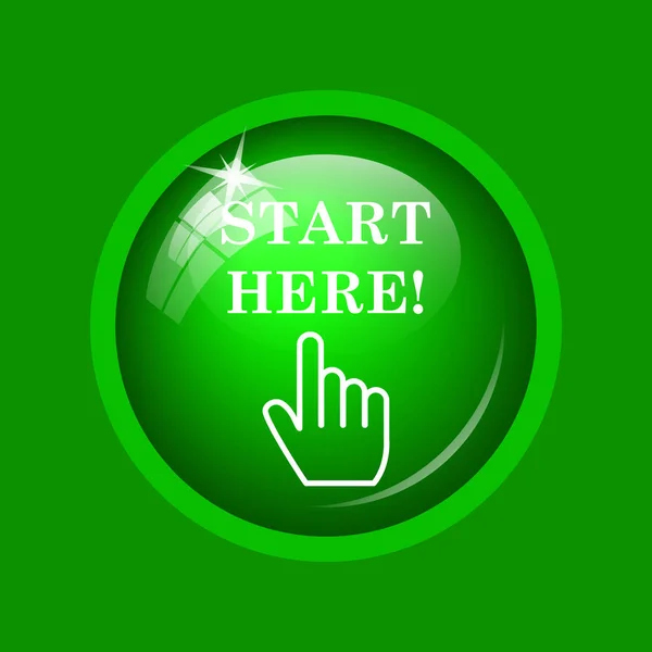 Start here icon. Internet button on green background.